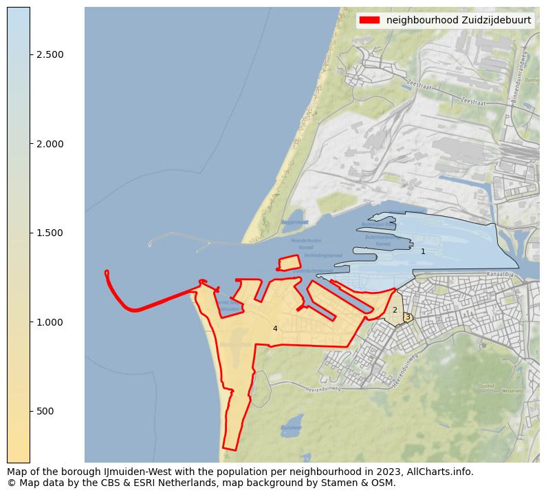 Map of the borough IJmuiden-West with the population per neighbourhood in 2023. This page shows a lot of information about residents (such as the distribution by age groups, family composition, gender, native or Dutch with an immigration background, ...), homes (numbers, types, price development, use, type of property, ...) and more (car ownership, energy consumption, ...) based on open data from the Dutch Central Bureau of Statistics and various other sources!