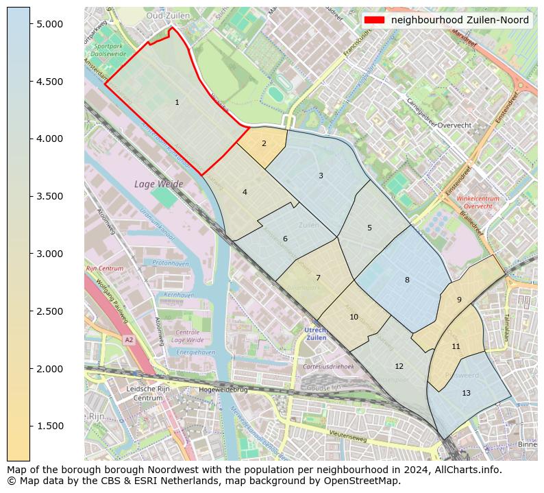 Image of the neighbourhood Zuilen-Noord at the map. This image is used as introduction to this page. This page shows a lot of information about the population in the neighbourhood Zuilen-Noord (such as the distribution by age groups of the residents, the composition of households, whether inhabitants are natives or Dutch with an immigration background, data about the houses (numbers, types, price development, use, type of property, ...) and more (car ownership, energy consumption, ...) based on open data from the Dutch Central Bureau of Statistics and various other sources!