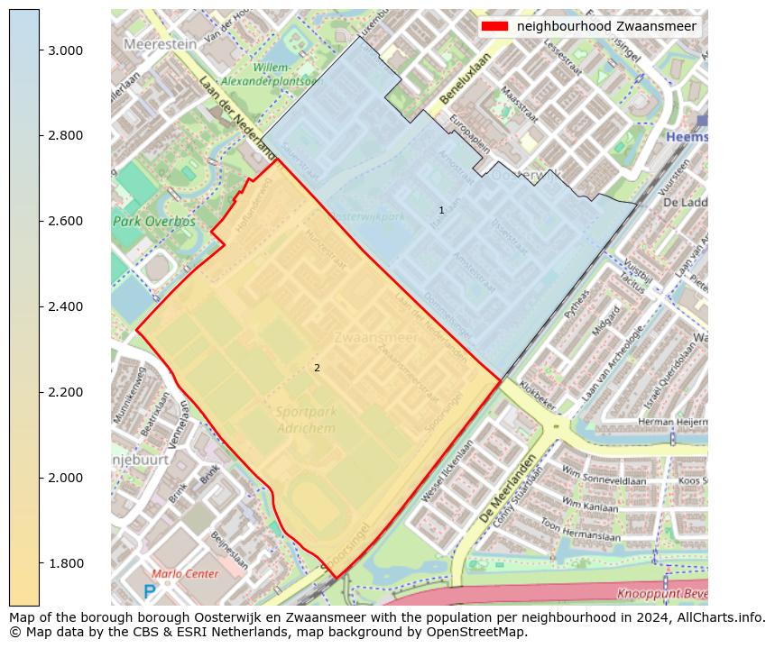 Image of the neighbourhood Zwaansmeer at the map. This image is used as introduction to this page. This page shows a lot of information about the population in the neighbourhood Zwaansmeer (such as the distribution by age groups of the residents, the composition of households, whether inhabitants are natives or Dutch with an immigration background, data about the houses (numbers, types, price development, use, type of property, ...) and more (car ownership, energy consumption, ...) based on open data from the Dutch Central Bureau of Statistics and various other sources!