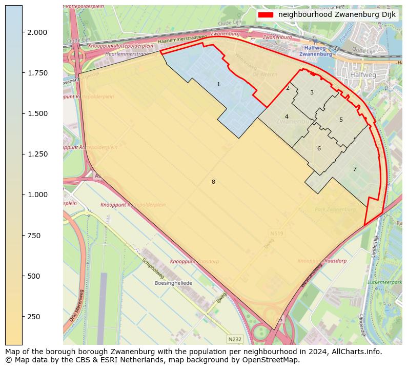 Image of the neighbourhood Zwanenburg Dijk at the map. This image is used as introduction to this page. This page shows a lot of information about the population in the neighbourhood Zwanenburg Dijk (such as the distribution by age groups of the residents, the composition of households, whether inhabitants are natives or Dutch with an immigration background, data about the houses (numbers, types, price development, use, type of property, ...) and more (car ownership, energy consumption, ...) based on open data from the Dutch Central Bureau of Statistics and various other sources!