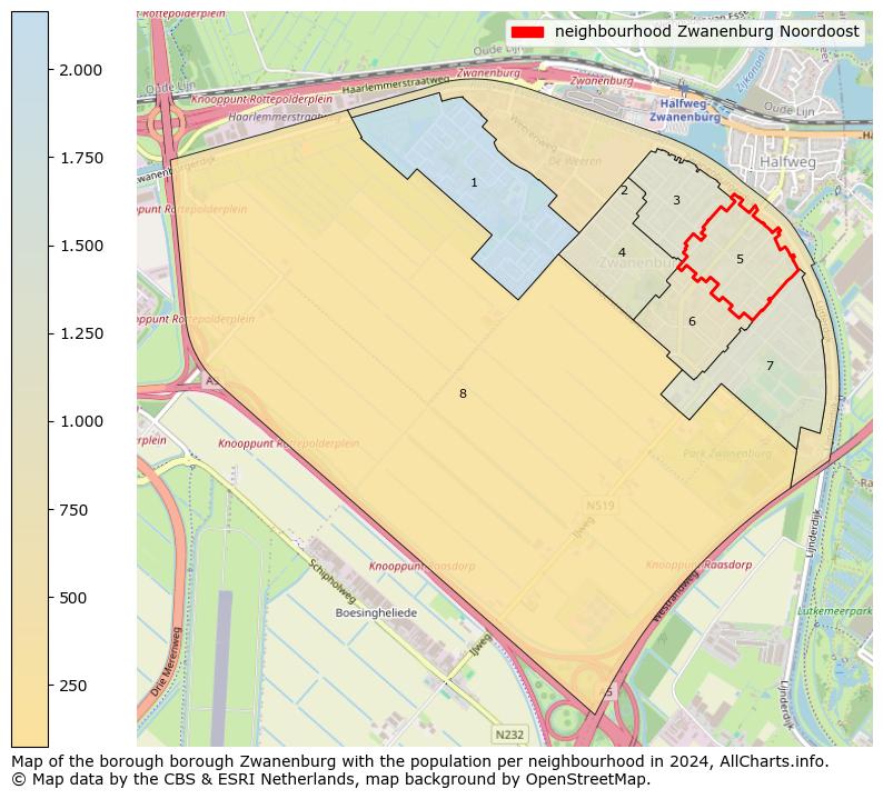 Image of the neighbourhood Zwanenburg Noordoost at the map. This image is used as introduction to this page. This page shows a lot of information about the population in the neighbourhood Zwanenburg Noordoost (such as the distribution by age groups of the residents, the composition of households, whether inhabitants are natives or Dutch with an immigration background, data about the houses (numbers, types, price development, use, type of property, ...) and more (car ownership, energy consumption, ...) based on open data from the Dutch Central Bureau of Statistics and various other sources!