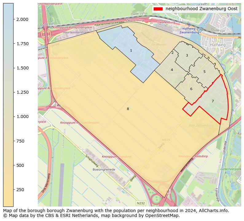 Image of the neighbourhood Zwanenburg Oost at the map. This image is used as introduction to this page. This page shows a lot of information about the population in the neighbourhood Zwanenburg Oost (such as the distribution by age groups of the residents, the composition of households, whether inhabitants are natives or Dutch with an immigration background, data about the houses (numbers, types, price development, use, type of property, ...) and more (car ownership, energy consumption, ...) based on open data from the Dutch Central Bureau of Statistics and various other sources!