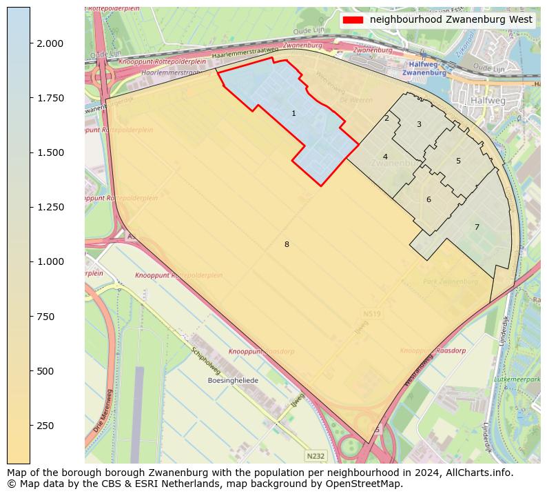 Image of the neighbourhood Zwanenburg West at the map. This image is used as introduction to this page. This page shows a lot of information about the population in the neighbourhood Zwanenburg West (such as the distribution by age groups of the residents, the composition of households, whether inhabitants are natives or Dutch with an immigration background, data about the houses (numbers, types, price development, use, type of property, ...) and more (car ownership, energy consumption, ...) based on open data from the Dutch Central Bureau of Statistics and various other sources!