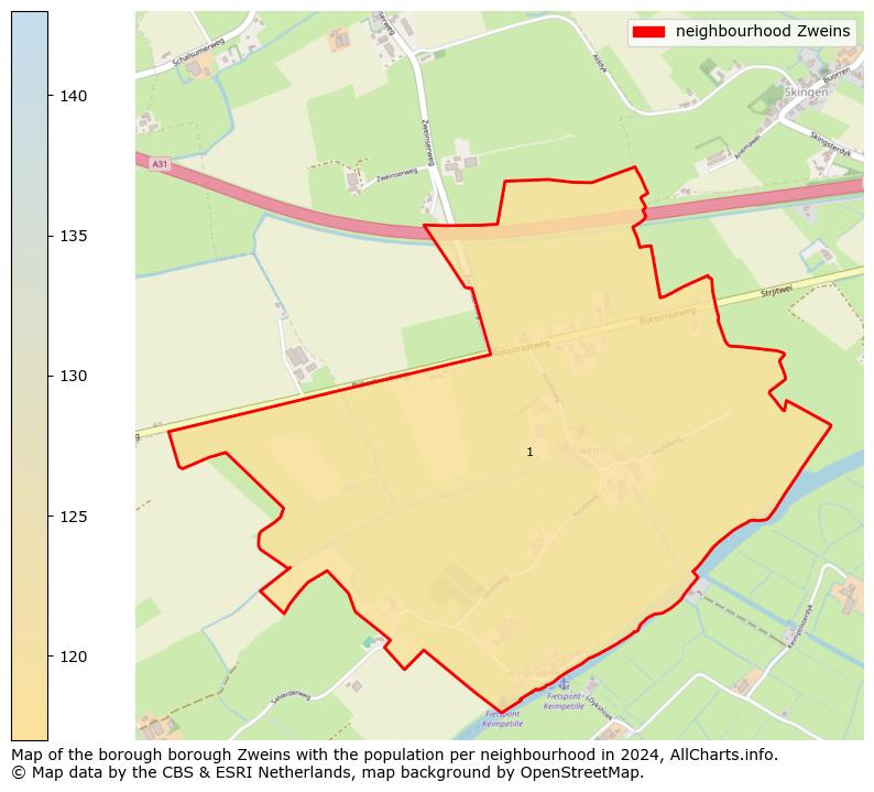 Image of the neighbourhood Zweins at the map. This image is used as introduction to this page. This page shows a lot of information about the population in the neighbourhood Zweins (such as the distribution by age groups of the residents, the composition of households, whether inhabitants are natives or Dutch with an immigration background, data about the houses (numbers, types, price development, use, type of property, ...) and more (car ownership, energy consumption, ...) based on open data from the Dutch Central Bureau of Statistics and various other sources!