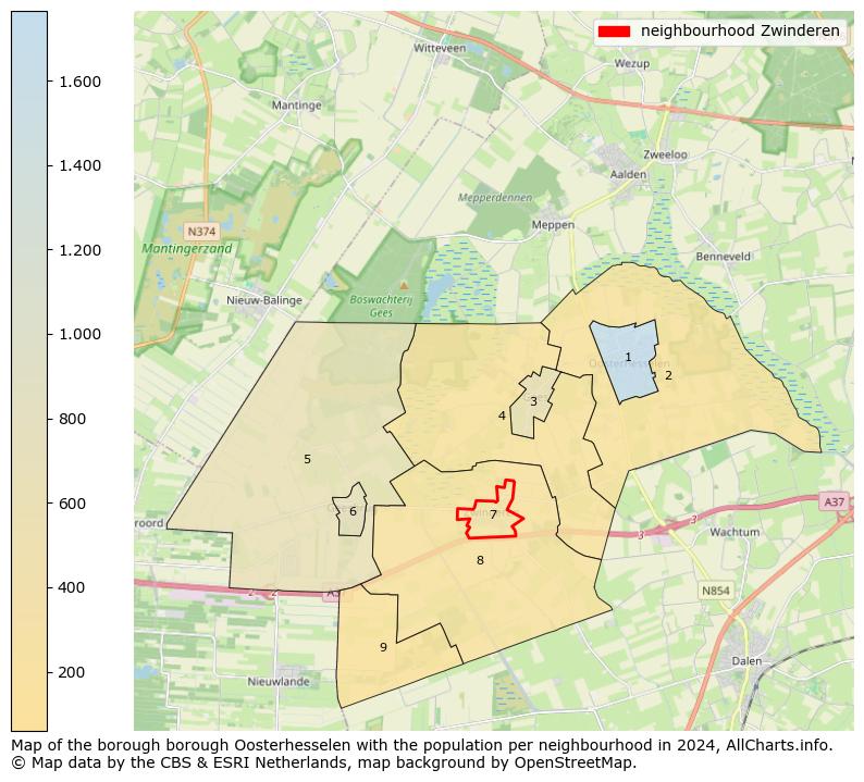 Image of the neighbourhood Zwinderen at the map. This image is used as introduction to this page. This page shows a lot of information about the population in the neighbourhood Zwinderen (such as the distribution by age groups of the residents, the composition of households, whether inhabitants are natives or Dutch with an immigration background, data about the houses (numbers, types, price development, use, type of property, ...) and more (car ownership, energy consumption, ...) based on open data from the Dutch Central Bureau of Statistics and various other sources!